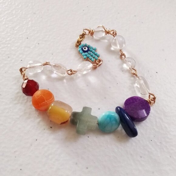 Rainbow of Semi-Precious Stones - Unique Chakra Bracelet - Your Signature Style! - Picture 6 of 12